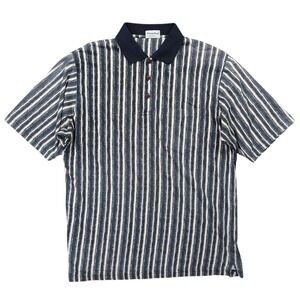 Winner Mate Polo Shirt Mens L Blue Excellent Vintage Striped Cotton Short Sleeve
